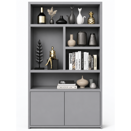 123kast  Vakkenkast San Diego - 120x40x220H cm - 2 push to open deuren - open vakken - greeploze deuren - 5cm plank dikte