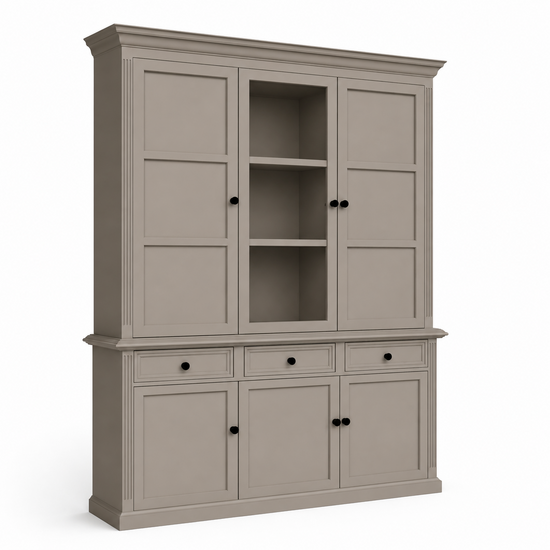 123kast  Buffetkast Richland - 170x51x220H cm - dichte deuren in bovenkast - 6 scharnierdeuren - 3 soft close lades - landelijke stijl