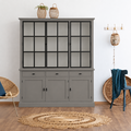 123kast  Buffetkast Montana 03 - 200x46x220H cm - 3 stalen deuren - strak design - zwarte greepjes - 3 soft close lades