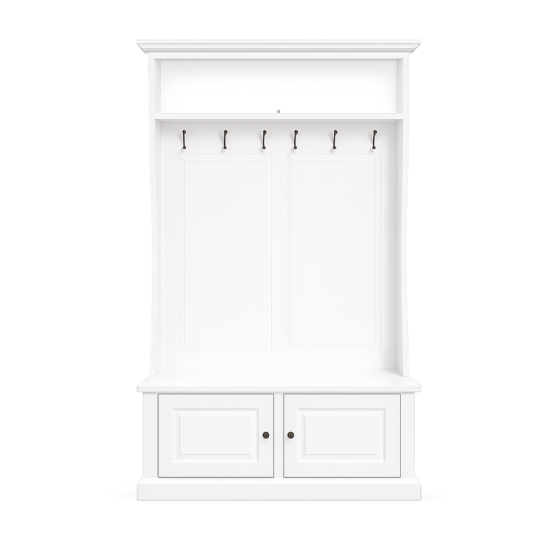 123kast  Garderobekast Mykonos - 130x50x220H cm - kapstok met zitbankje - 2 kast deurtjes