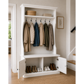 123kast  Garderobekast Mykonos - 130x50x220H cm - kapstok met zitbankje - 2 kast deurtjes