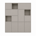 123kast  Vakkenkast Norwich - 210x40x235H cm - 5 cm plank dikte - dichte push to open deuren en open schappen in bovenkast - strak design