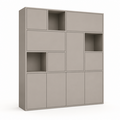 123kast  Vakkenkast Norwich - 210x40x235H cm - 5 cm plank dikte - dichte push to open deuren en open schappen in bovenkast - strak design