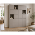 123kast  Vakkenkast Norwich - 210x40x235H cm - 5 cm plank dikte - dichte push to open deuren en open schappen in bovenkast - strak design