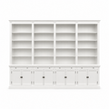123kast  Boekenkast Melena del Sur - 400x43x240H cm - 16 planken - 4 uitschuifplanken - 8 dichte scharnierdeuren - verstelbare planken