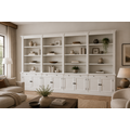 123kast  Boekenkast Melena del Sur - 400x43x240H cm - 16 planken - 4 uitschuifplanken - 8 dichte scharnierdeuren - verstelbare planken