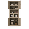123kast  Vakkenkast Albufeira - 100x40x240H cm - 4 greeploze push to open deuren - strak desing - deuren in bovenkast - 5cm plank dikte