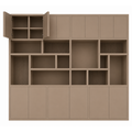 123kast  Vakkenkast Karumba - 340x50x263H cm - dichten deuren - 5cm plank dikte - open vakken - eiken panelen - strakke afwerking