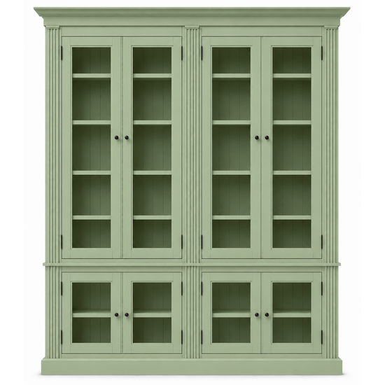 123kast Vitrinekast Private Library - 200x43x240H cm - verstelbare planken - 10 planken - 8 vitrinedeuren