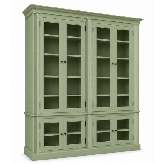 123kast Vitrinekast Private Library - 200x43x240H cm - verstelbare planken - 10 planken - 8 vitrinedeuren