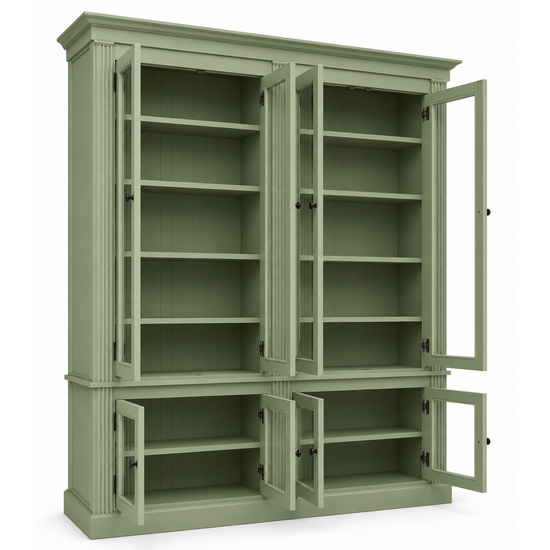 123kast Vitrinekast Private Library - 200x43x240H cm - verstelbare planken - 10 planken - 8 vitrinedeuren