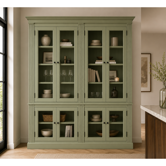 123kast Vitrinekast Private Library - 200x43x240H cm - verstelbare planken - 10 planken - 8 vitrinedeuren