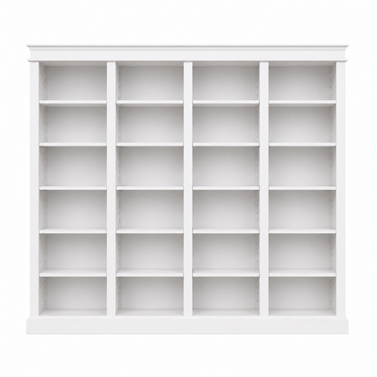 123kast  Boekenkast Queens library - 300x40x240H cm - 20 verstelbare planken - demontabel - strakke landelijke afwerking