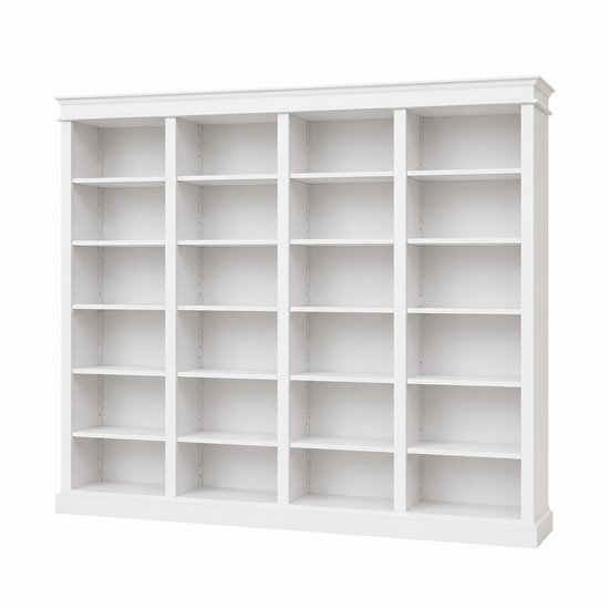 123kast  Boekenkast Queens library - 300x40x240H cm - 20 verstelbare planken - demontabel - strakke landelijke afwerking