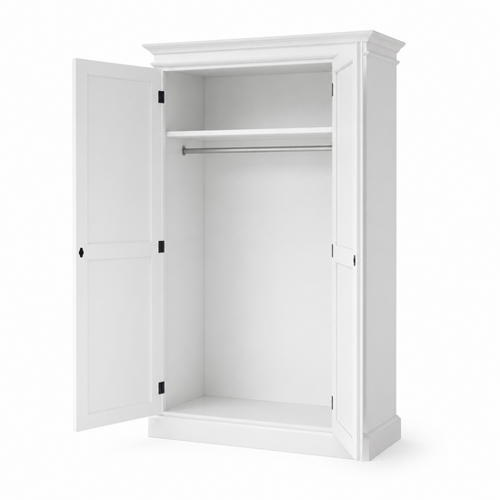 123kast  Kledingkast Siena - 125x51x200Hcm - kleding roede - plank - 2 dichte scharnierdeuren