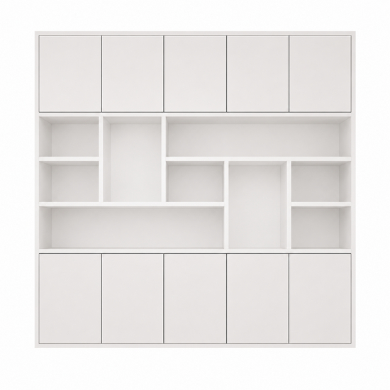 123kast  Vakkenkast Liverpool - 240x40x240H cm - 5cm plank dikte - push to open deuren - strak design - deuren in bovenkast