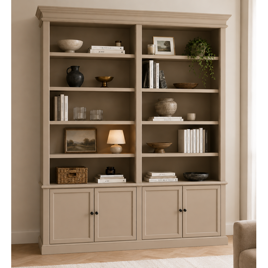 123kast  Boekenkast Bristol Library - 200x40x240H cm - verstelbare planken - scharnierdeuren