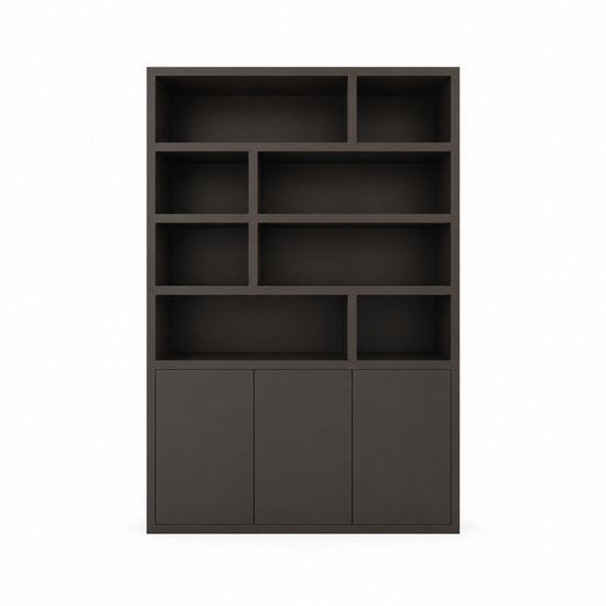 123kast  Vakkenkast Mendoza 03 - 150x35x220H cm - 3 push to open deuren - 8 open vakken