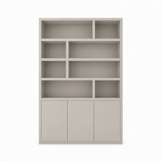 123kast  Vakkenkast Mendoza 03 - 150x35x220H cm - 3 push to open deuren - 8 open vakken