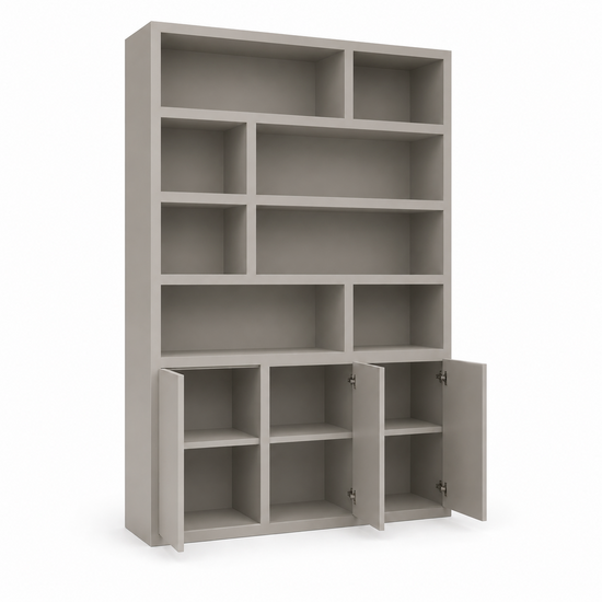 123kast  Vakkenkast Mendoza 03 - 150x35x220H cm - 3 push to open deuren - 8 open vakken