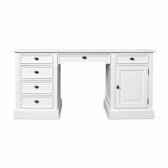 123kast  Engels Bureau Philine - 160x70x79H cm - uitschuifbaar toetsenblad - 5 soft close lades - 1 dichte scharnierdeur - klassiek