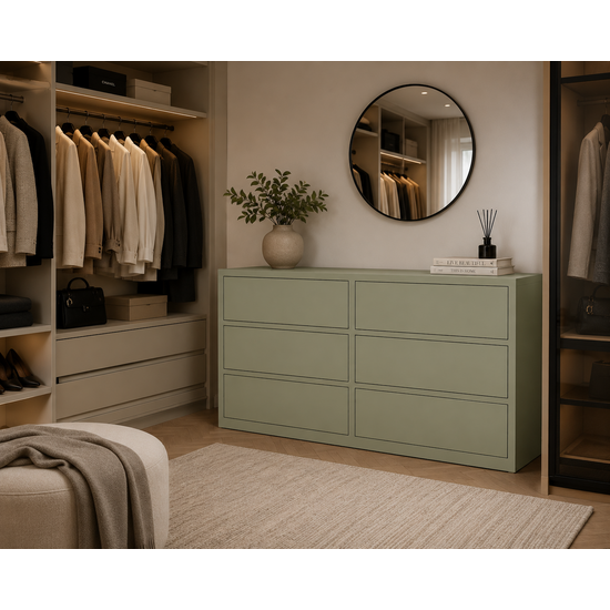 123kast  Ladekast Rosetown - 180x40x90H cm - 6 push to open lades - strak design