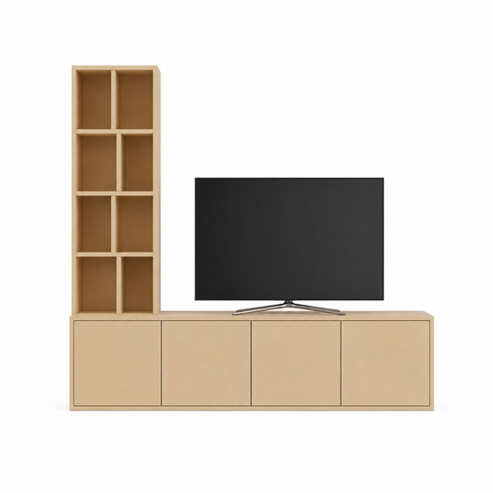 123kast  Tv vakkenkast Lamego - 200x40x220H cm - 3cm plank dikte - open vakken - push to open deuren