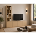 123kast  Tv vakkenkast Lamego - 200x40x220H cm - 3cm plank dikte - open vakken - push to open deuren