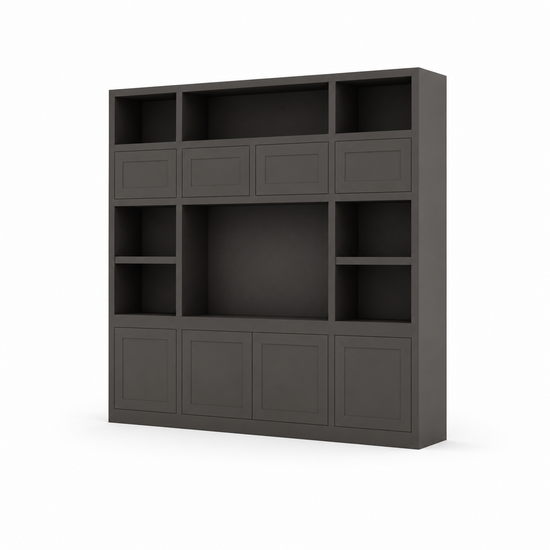 123kast  Tv vakkenkast Atengo - 250x45x230H cm - push to open deuren - open vakken