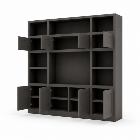 123kast  Tv vakkenkast Atengo - 250x45x230H cm - push to open deuren - open vakken