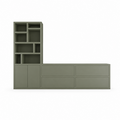 123kast  Tv vakkenkast/dressoir Burgos - 340x45x240H cm - push to open deuren - push to open lades - 5cm plank dikte