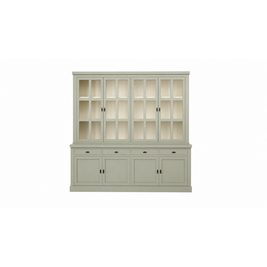 123kast Voorraad buffetkast Montana 04 - 220x46x220H cm - 4 stalen deuren - strak design - zwarte greepjes - 4 soft close lades - nieuw in de verpakking