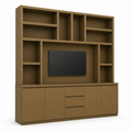 123kast  Tv vakkenkast Sineu 02 - 250x30/50x240H cm - push to open deuren - soft colse lades - open vakken - strakke afwerking