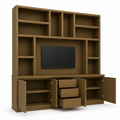 123kast  Tv vakkenkast Sineu 02 - 250x30/50x240H cm - push to open deuren - soft colse lades - open vakken - strakke afwerking