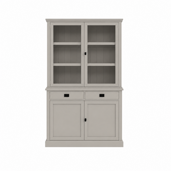 123kast  Buffetkast Tarente 02 - 130x45x220H - 2 vitrinedeuren - 2 soft close lades - 2 dichte deuren