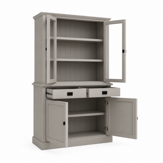 123kast  Buffetkast Tarente 02 - 130x45x220H - 2 vitrinedeuren - 2 soft close lades - 2 dichte deuren