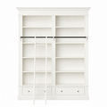 123kast  Boekenkast Brighton Library - 171x43x240H cm - demontabel - met stang en ladder - 8 verstelbare planken - 2 soft close lades
