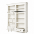 123kast  Boekenkast Brighton Library - 171x43x240H cm - demontabel - met stang en ladder - 8 verstelbare planken - 2 soft close lades