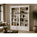 123kast  Boekenkast Brighton Library - 171x43x240H cm - demontabel - met stang en ladder - 8 verstelbare planken - 2 soft close lades