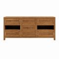 123kast   Dressoir - 220 x 50 x 80H cm - Robuust kleur eiken - 7 lades - 2 open vakken