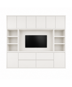 Voorraad tv vakkenkast Biarritz 240x40x220H cm - RAL 9010 - DEMONTABEL