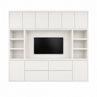 Voorraad tv vakkenkast Biarritz 240x40x220H cm - RAL 9010 - DEMONTABEL