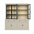 123kast Voorraad buffetkast Montana 04 - 220x46x220H cm - 4 stalen deuren - strak design - zwarte greepjes - 4 soft close lades - nieuw in de verpakking