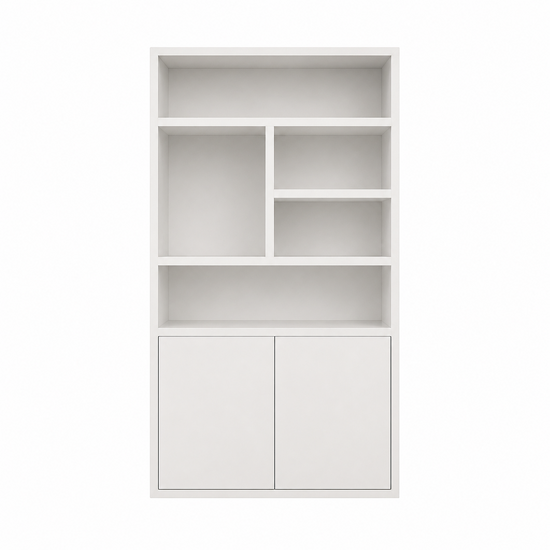 123kast  vakkenkast Mendoza 02 - 120x35x220H cm - 2 push to open deuren - 5 open vakken