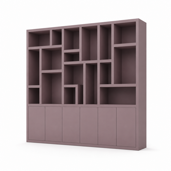 123kast  Vakkenkast Amora - 280x40x240H cm - push to open deuren - strak design - 5 cm plank dikte