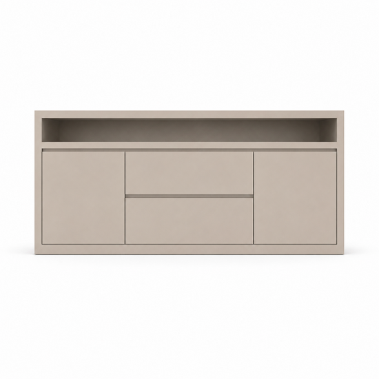 123kast  Dressoir Muxia - 200x40x90H cm- 2 greeploze deuren - 2 greeloze lades in het midden - open vak boven - strak design - 5cm frame dikte