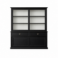 123kast  Buffetkast Miami beach -  200x53x218H cm - 2 vitrine schuifdeuren - 2 lades - 2 dichte schuifdeuren - glazen zijkanten