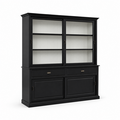 123kast  Buffetkast Miami beach -  200x53x218H cm - 2 vitrine schuifdeuren - 2 lades - 2 dichte schuifdeuren - glazen zijkanten