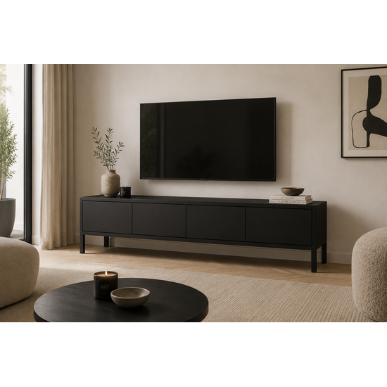 123kast  Tv dressoir Fontas - 200x40x50H cm - push to open deuren - op pootjes - strak design
