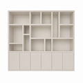 123kast  Vakkenkast Madrid - 280x40x240H cm - 5cm plank dikte - strak design - 6 greeploze push to open deuren - open vakken